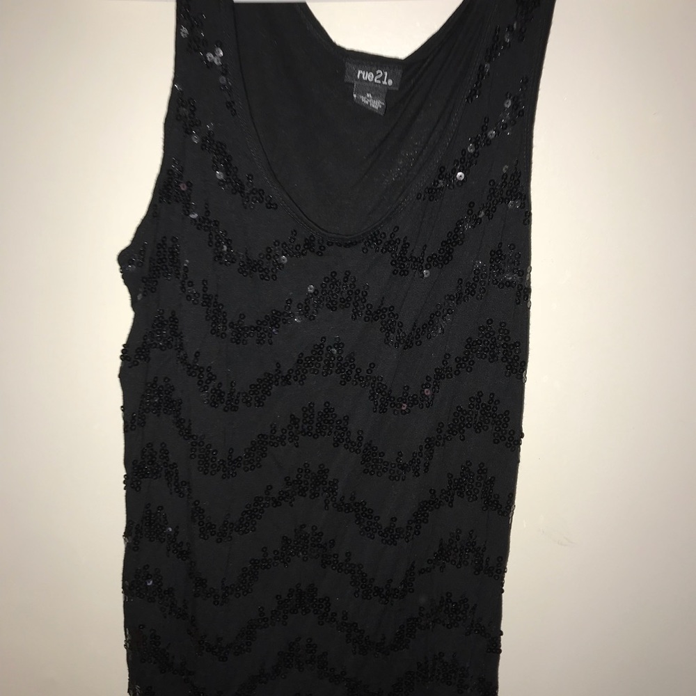 Black flow sequin tanktop XL
